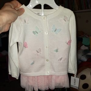 Cardigan and lace skirt